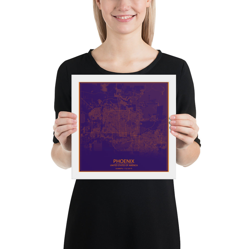 Phoenix Purple and Orange Framed Map