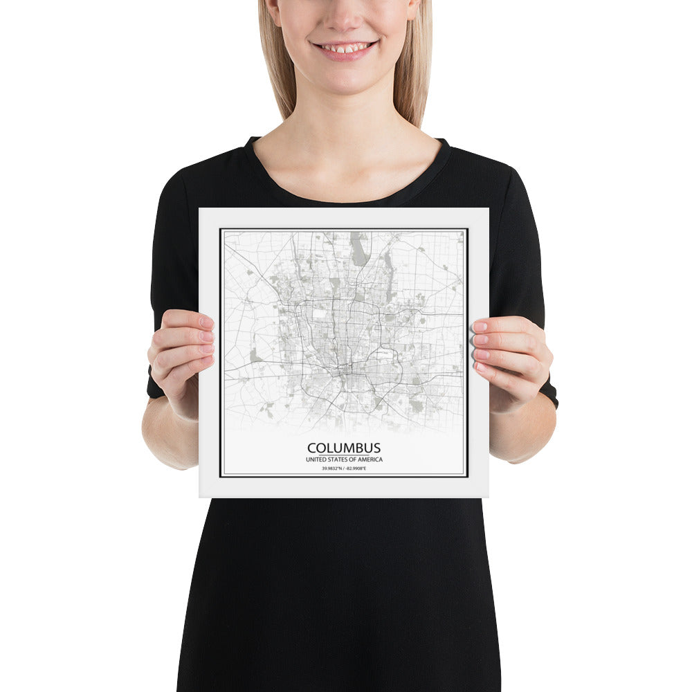 Columbus White Framed Map