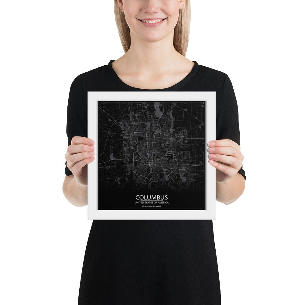 Columbus Black Framed Map