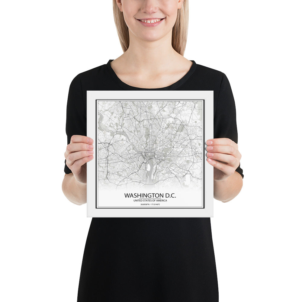 Washington, D.C. White Framed Map