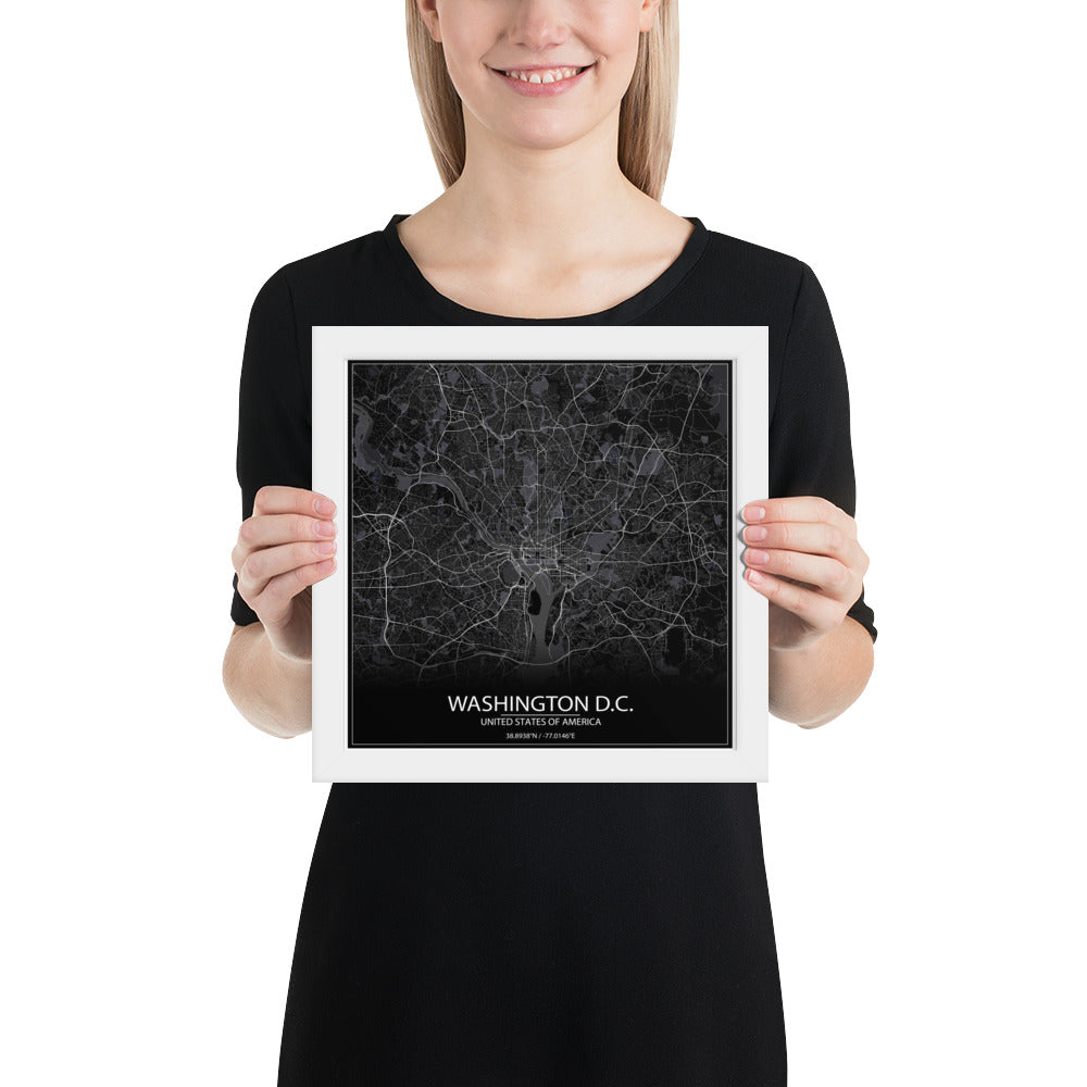 Washington, D.C. Black Framed Map