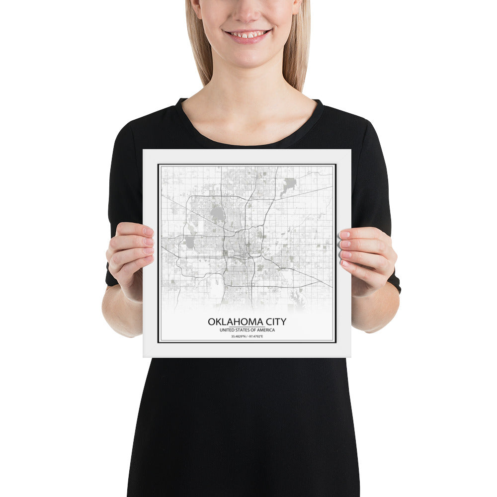 Oklahoma City White Framed Map