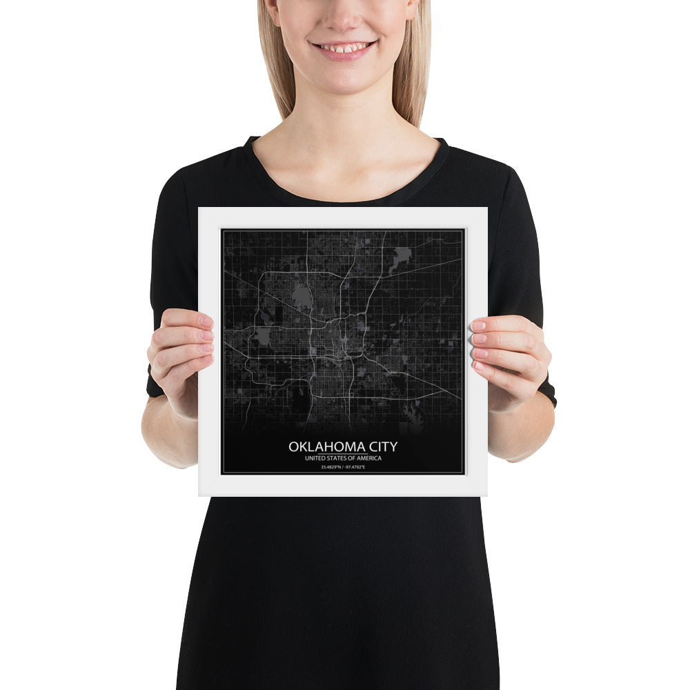 Oklahoma City Black Framed Map