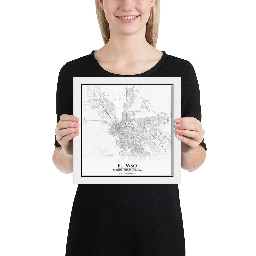 El Paso White Framed Map