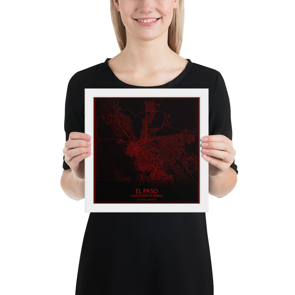 El Paso Black and Red Framed Map