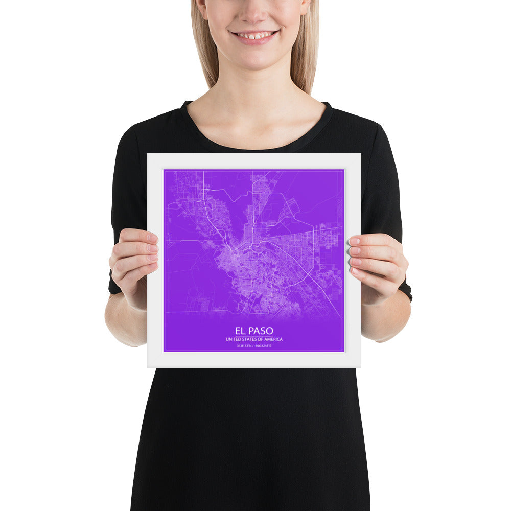 El Paso Purple and White Framed Map