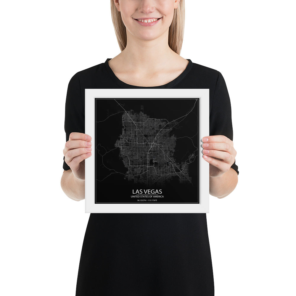 Las Vegas Black Framed Map