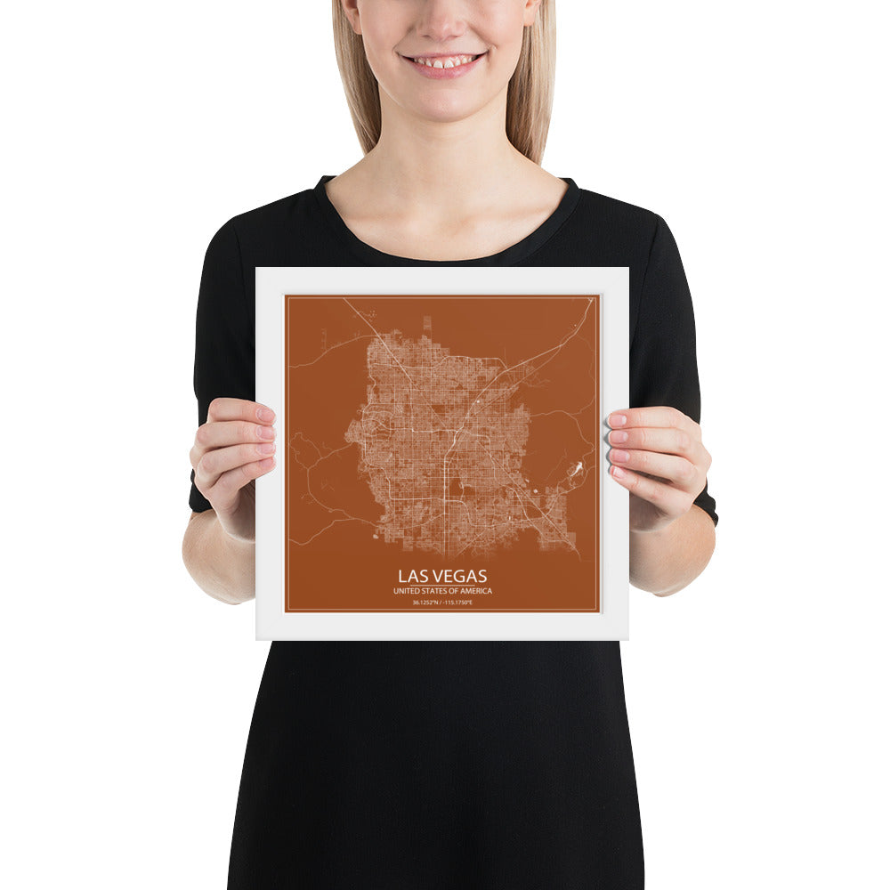 Las Vegas Brown and White Framed Map