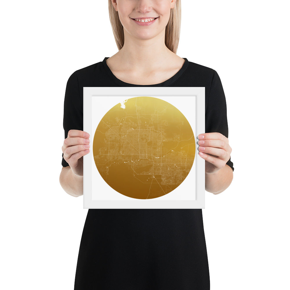 Phoenix Gold on White Framed Map