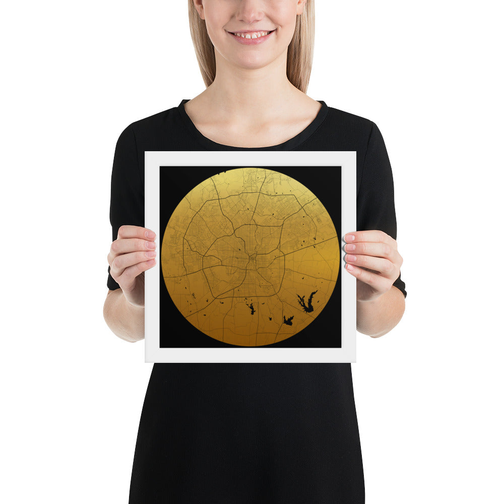 San Antonio Gold on Black Framed Map