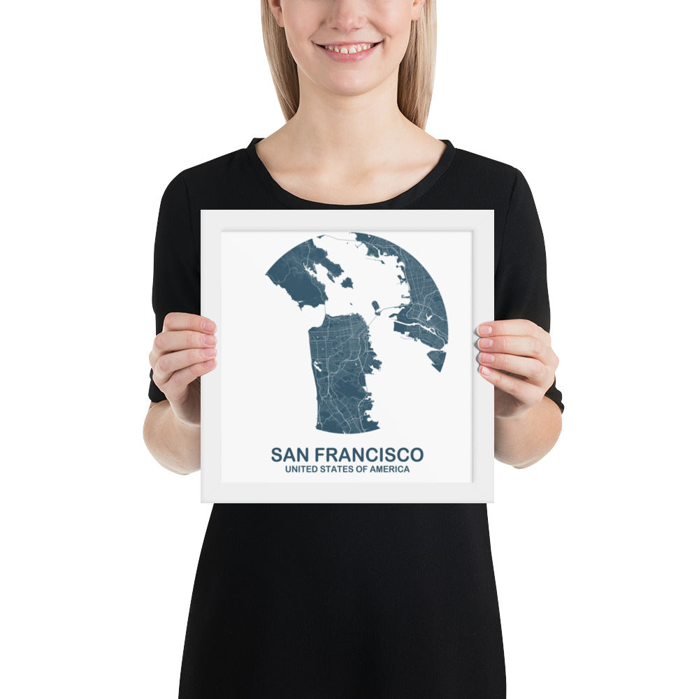 San Francisco Circular Blue Framed Map