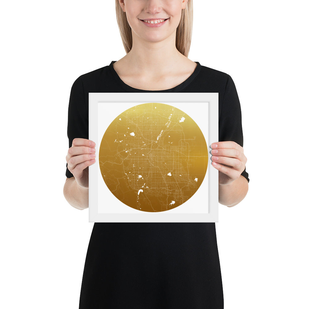 Denver Gold on White Framed Map