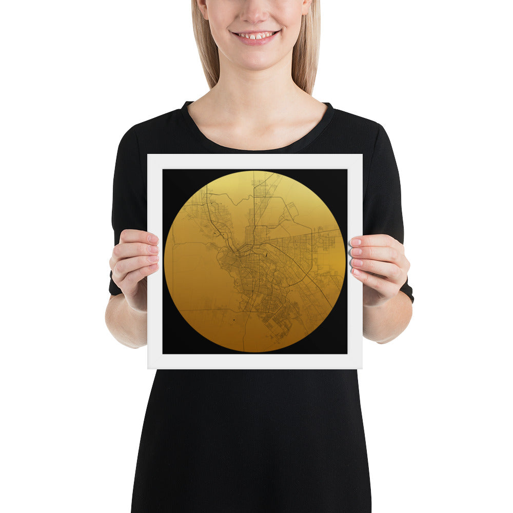 El Paso Gold on Black Framed Map