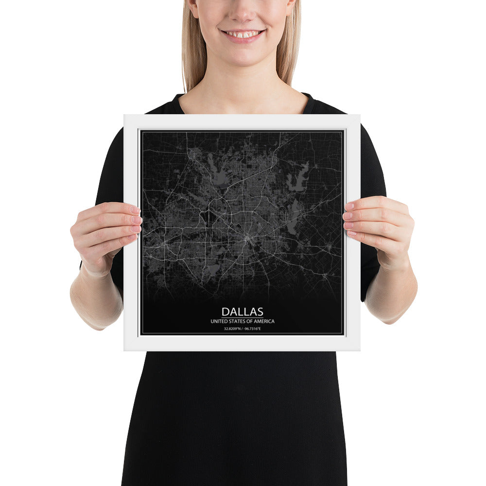 Dallas Black Framed Map