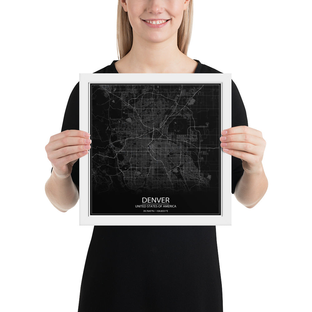 Denver Black Framed Map