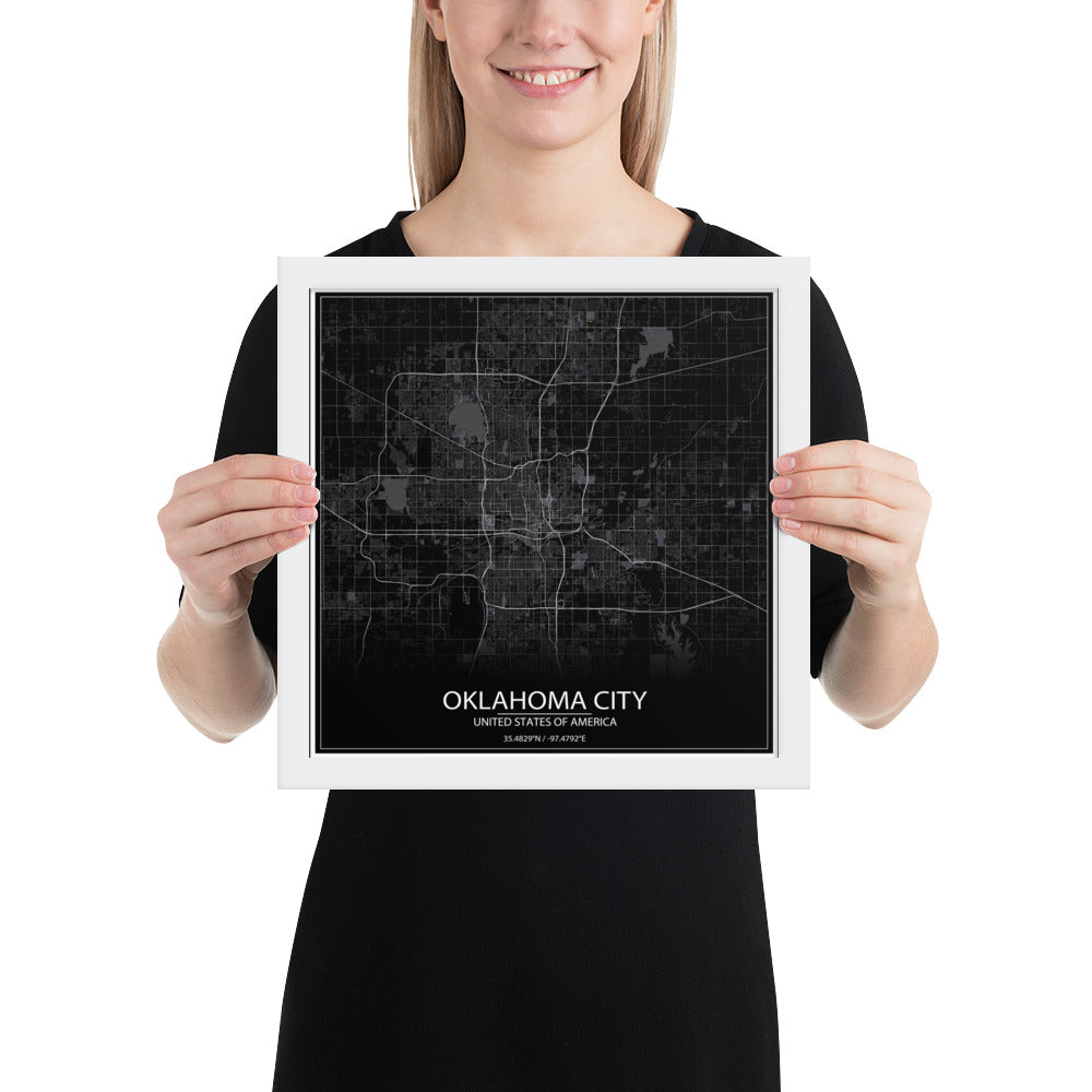 Oklahoma City Black Framed Map