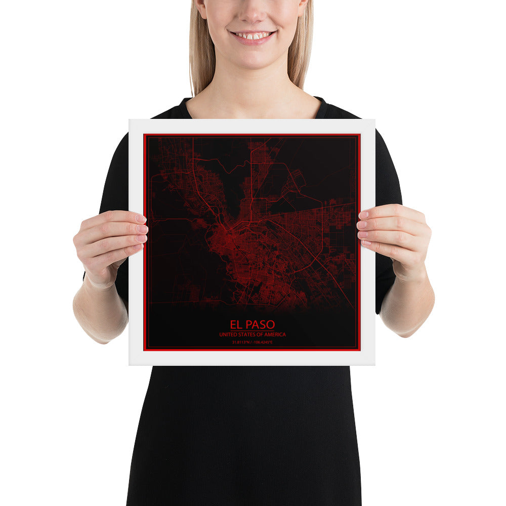 El Paso Black and Red Framed Map