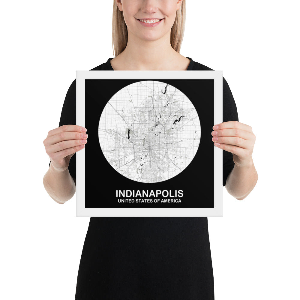 Indianapolis Circular White Framed Map