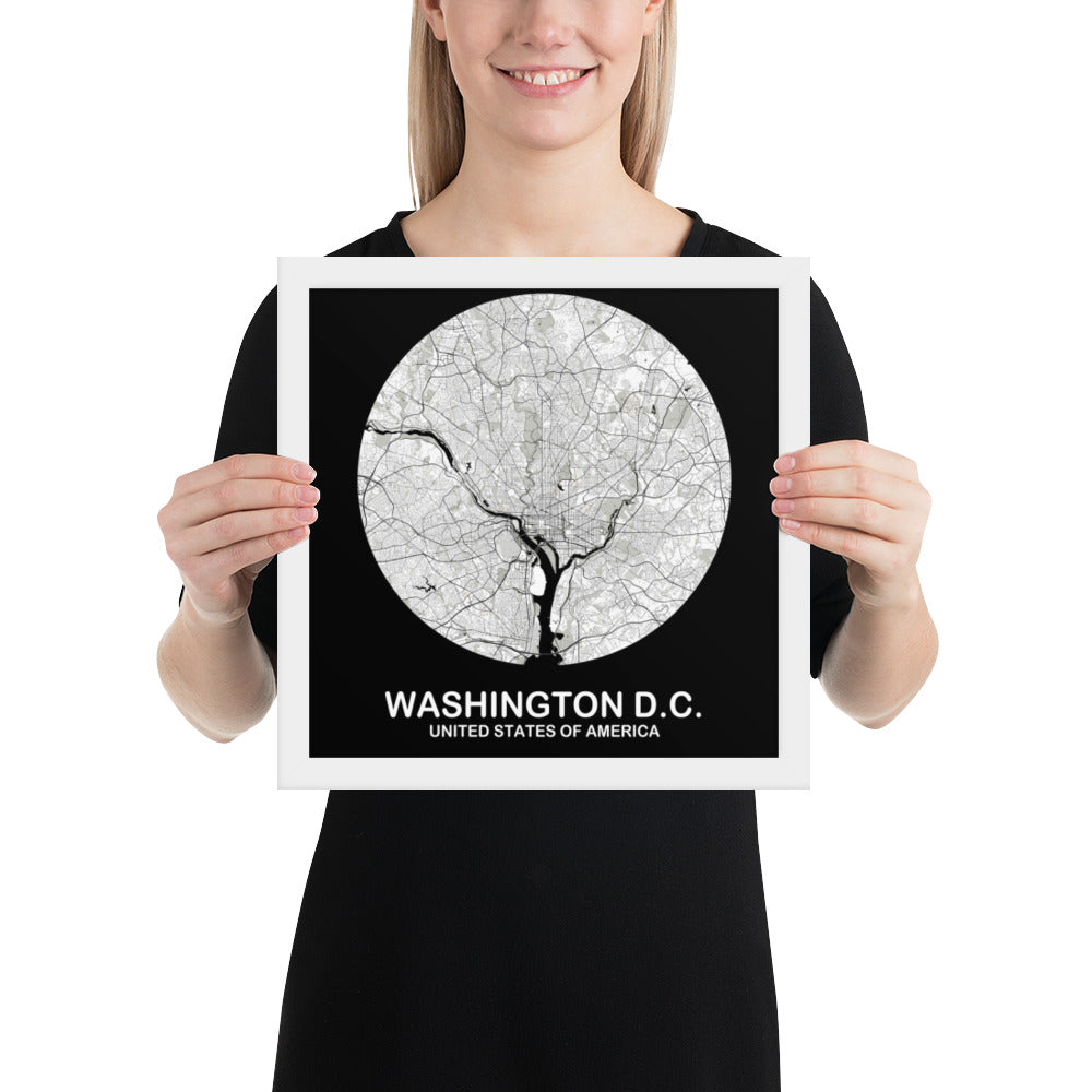 Washington, D.C. Circular White Framed Map