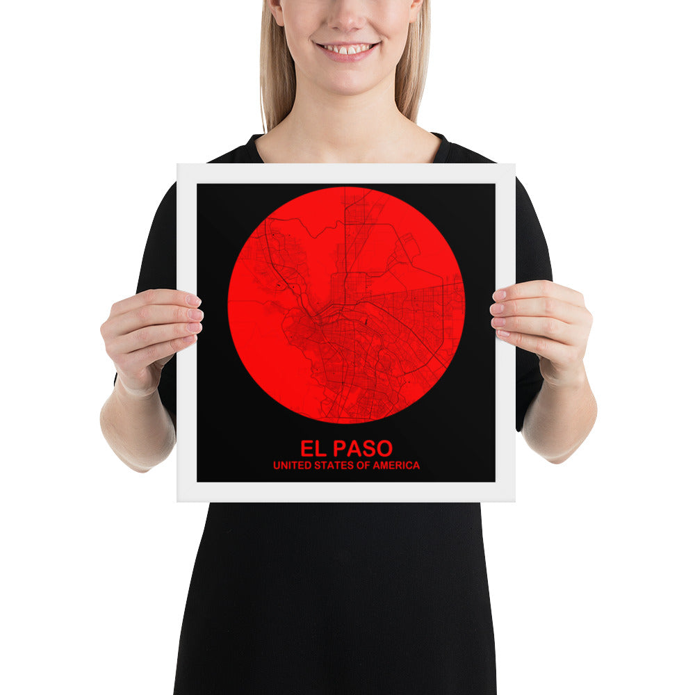 El Paso Circular Red Framed Map