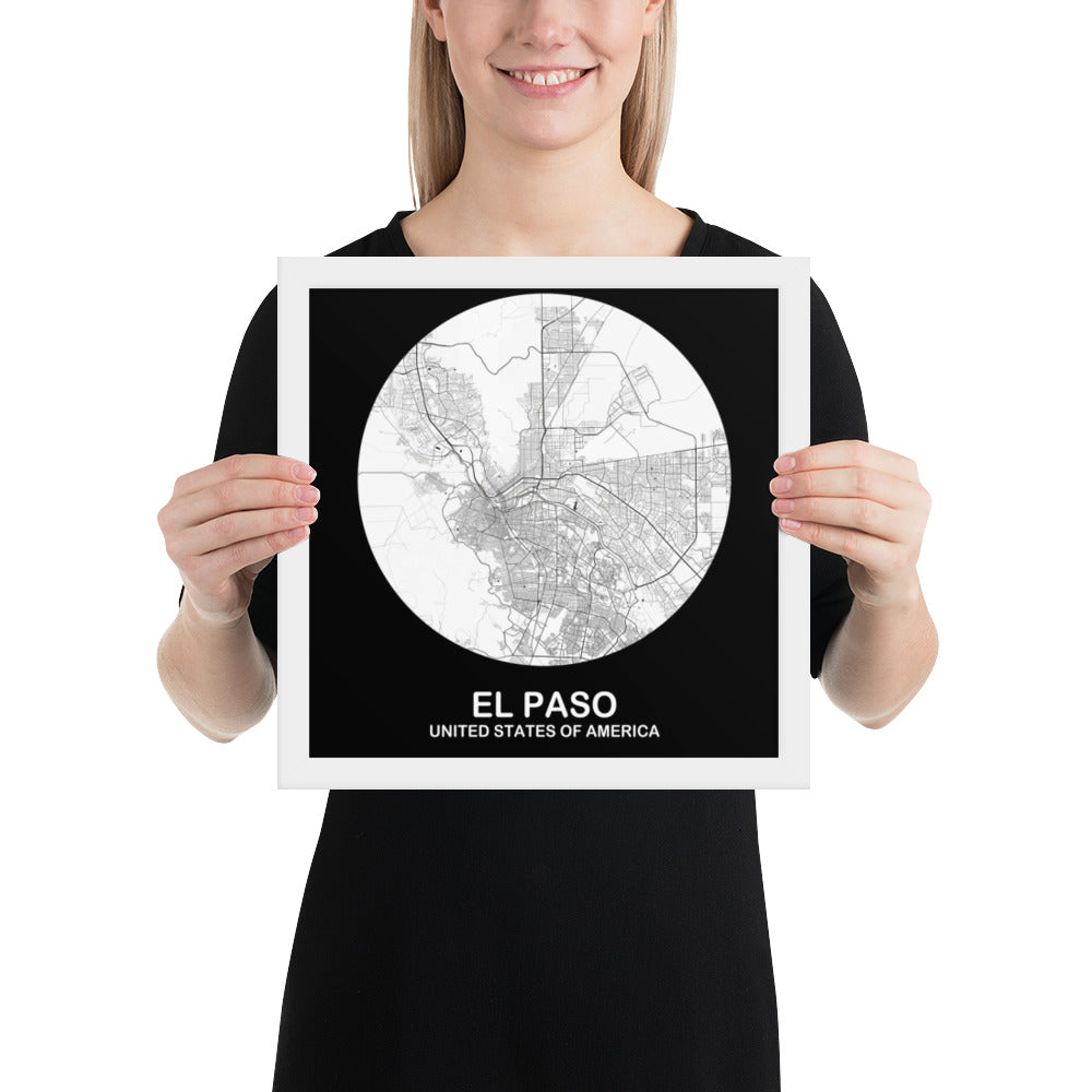 El Paso Circular White Framed Map