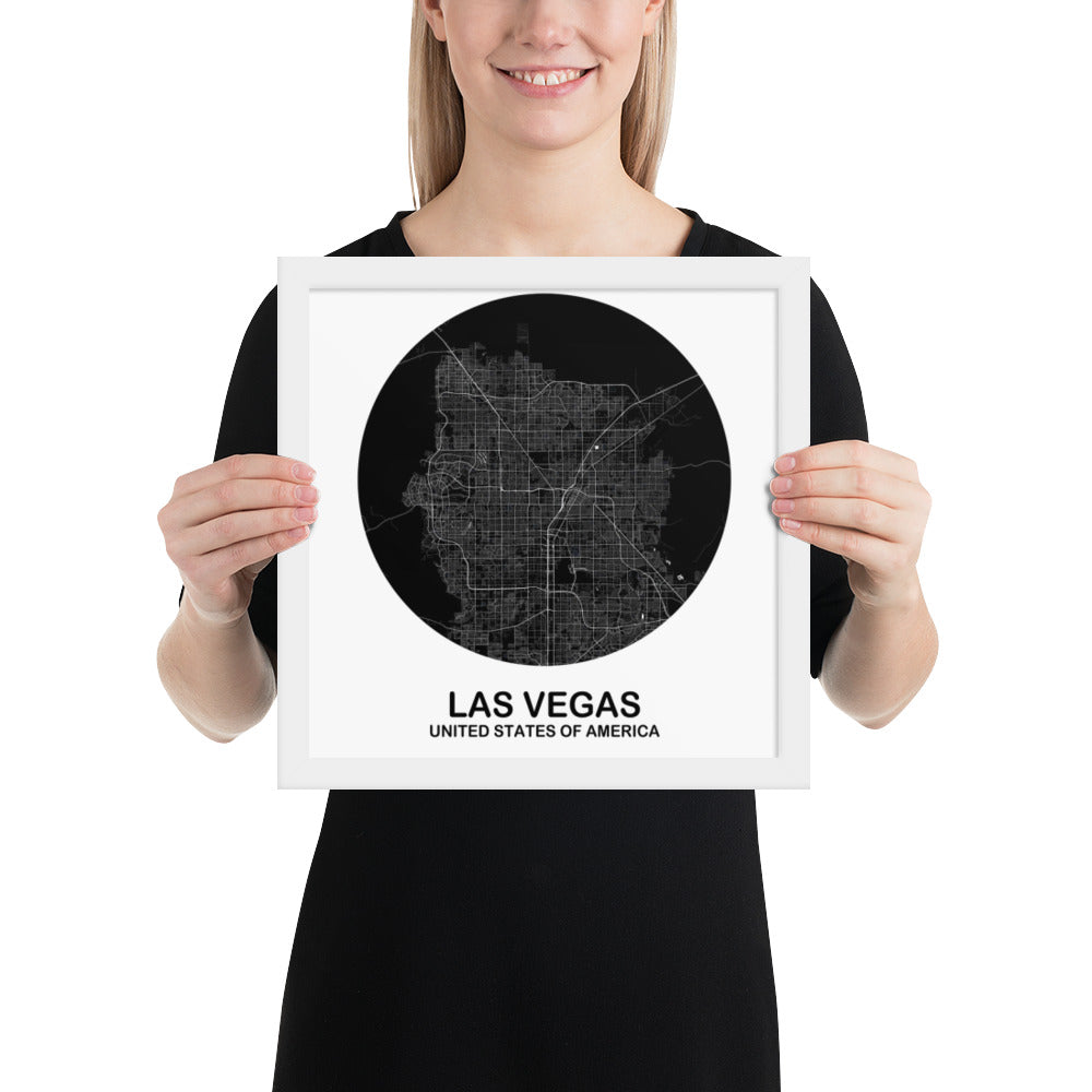 Las Vegas Circular Black Framed Map