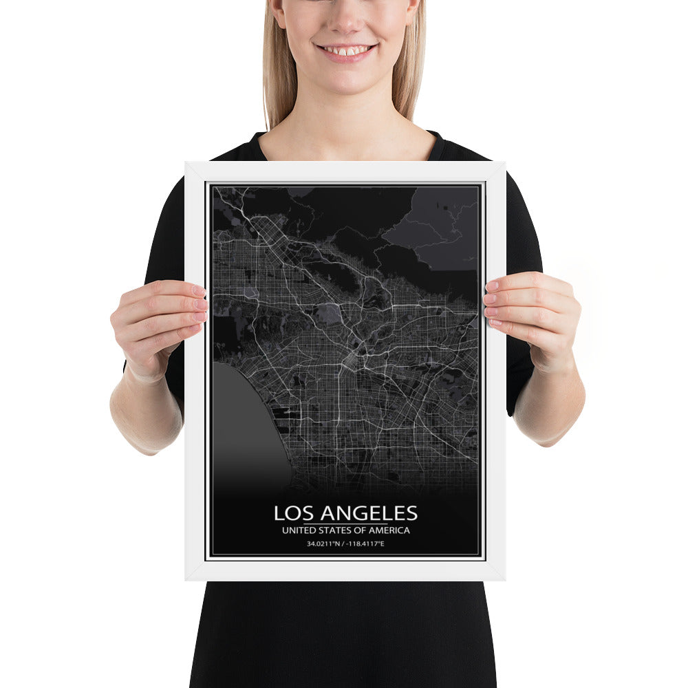 Los Angeles Black Framed Map