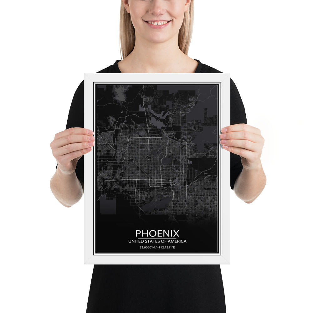 Phoenix Black Framed Map