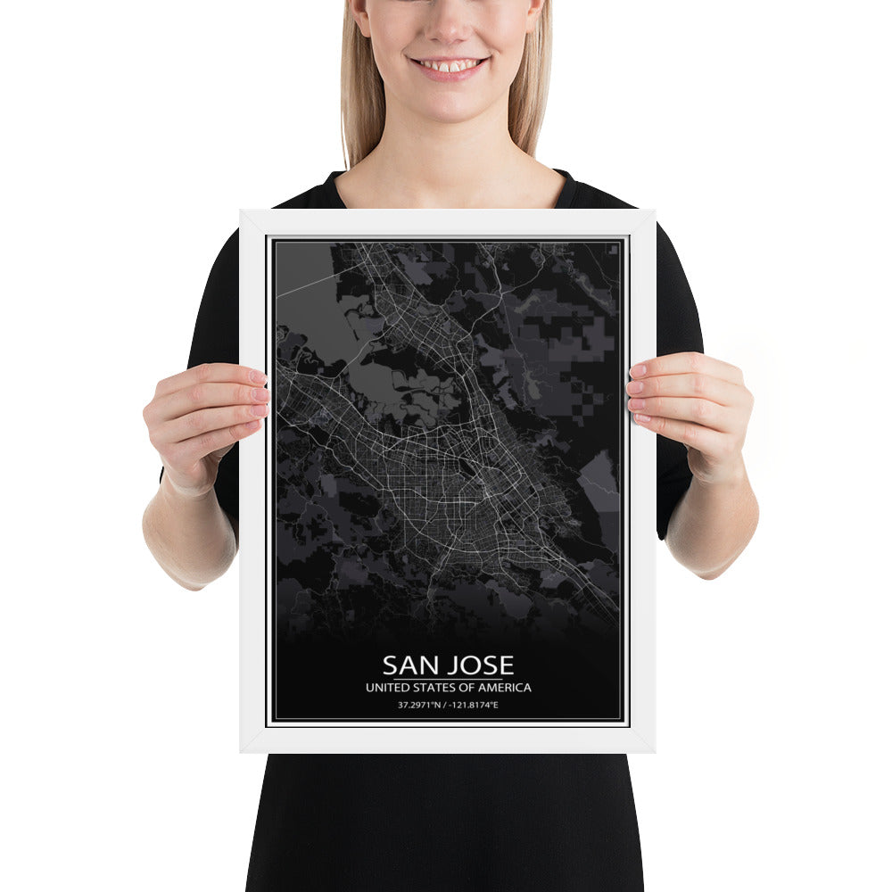 San Jose Black Framed Map