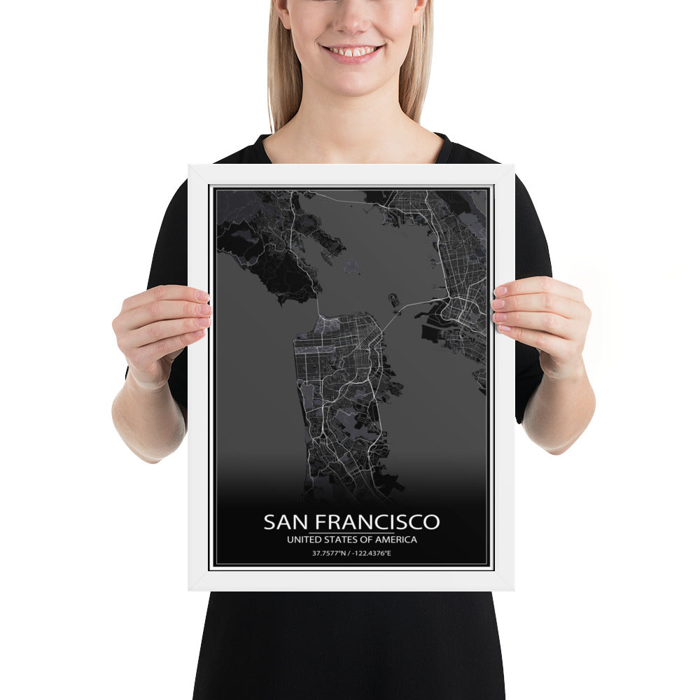 San Francisco Black Framed Map