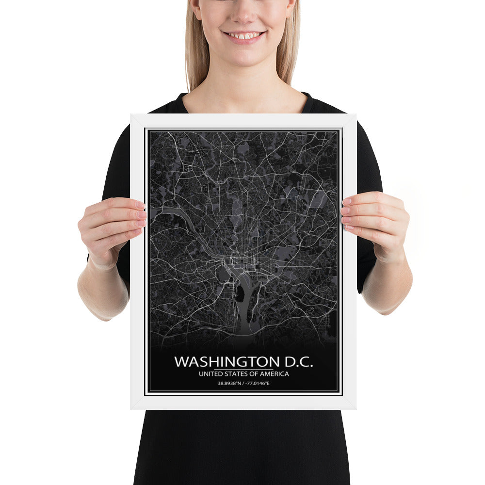 Washington, D.C. Black Framed Map