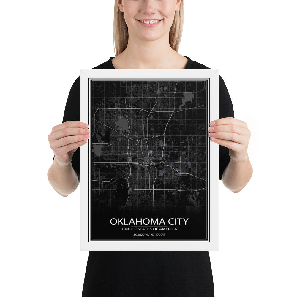 Oklahoma City Black Framed Map