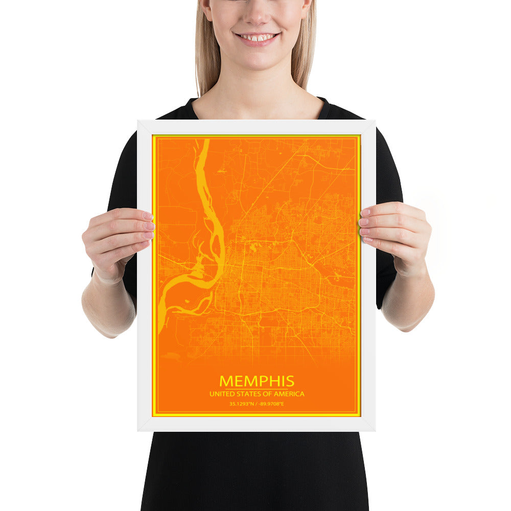 Memphis Orange and Yellow Framed Map