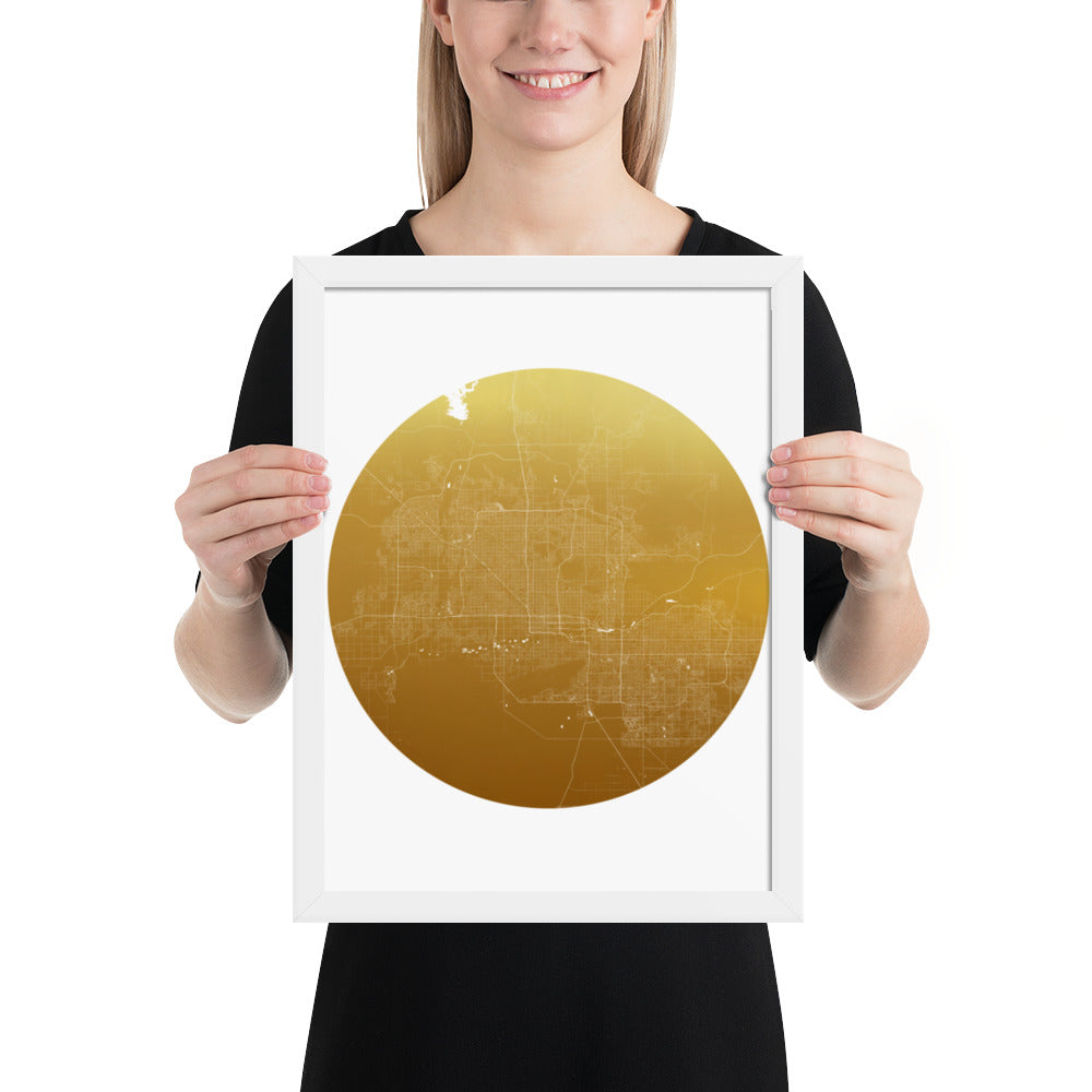 Phoenix Gold on White Framed Map