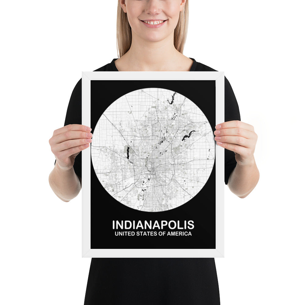 Indianapolis Circular White Framed Map