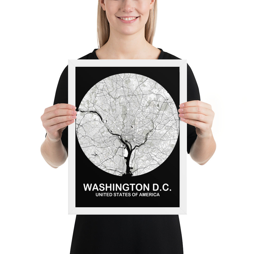 Washington, D.C. Circular White Framed Map