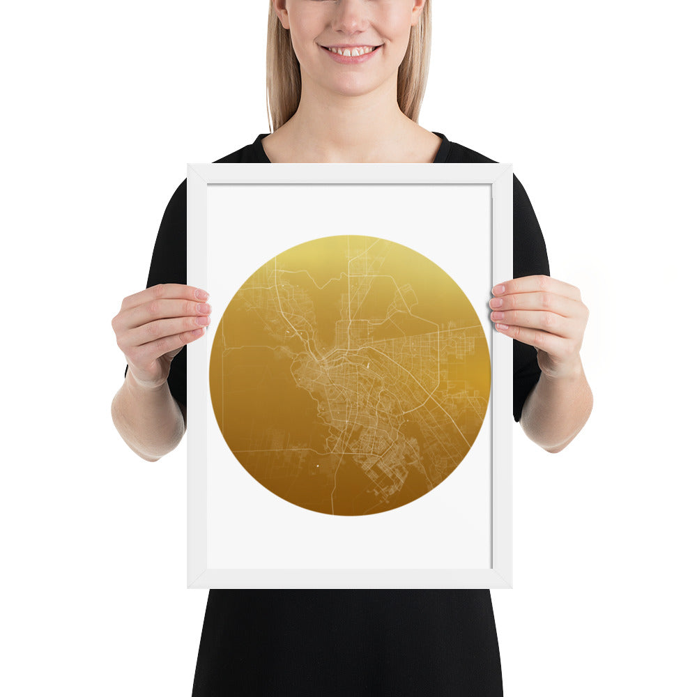 El Paso Gold on White Framed Map