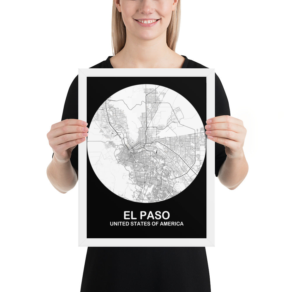 El Paso Circular White Framed Map