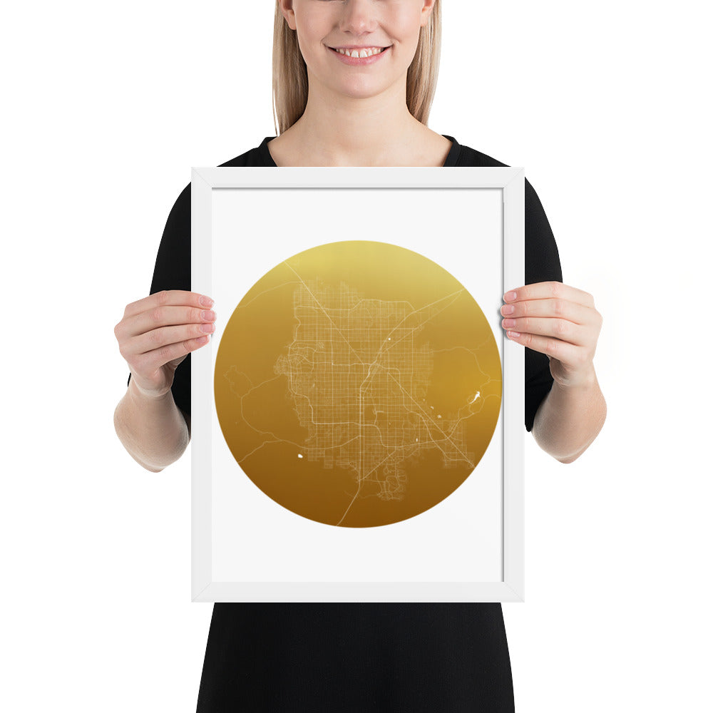 Las Vegas Gold on White Framed Map