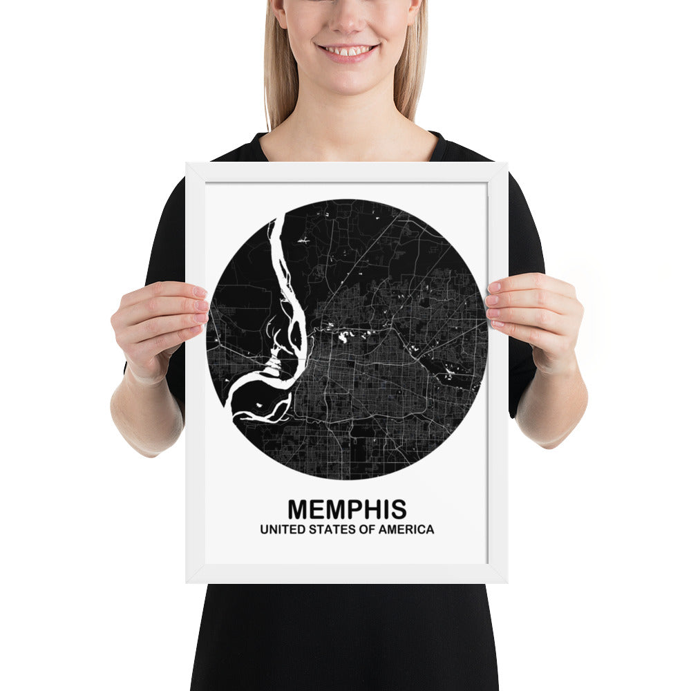 Memphis Circular Black Framed Map