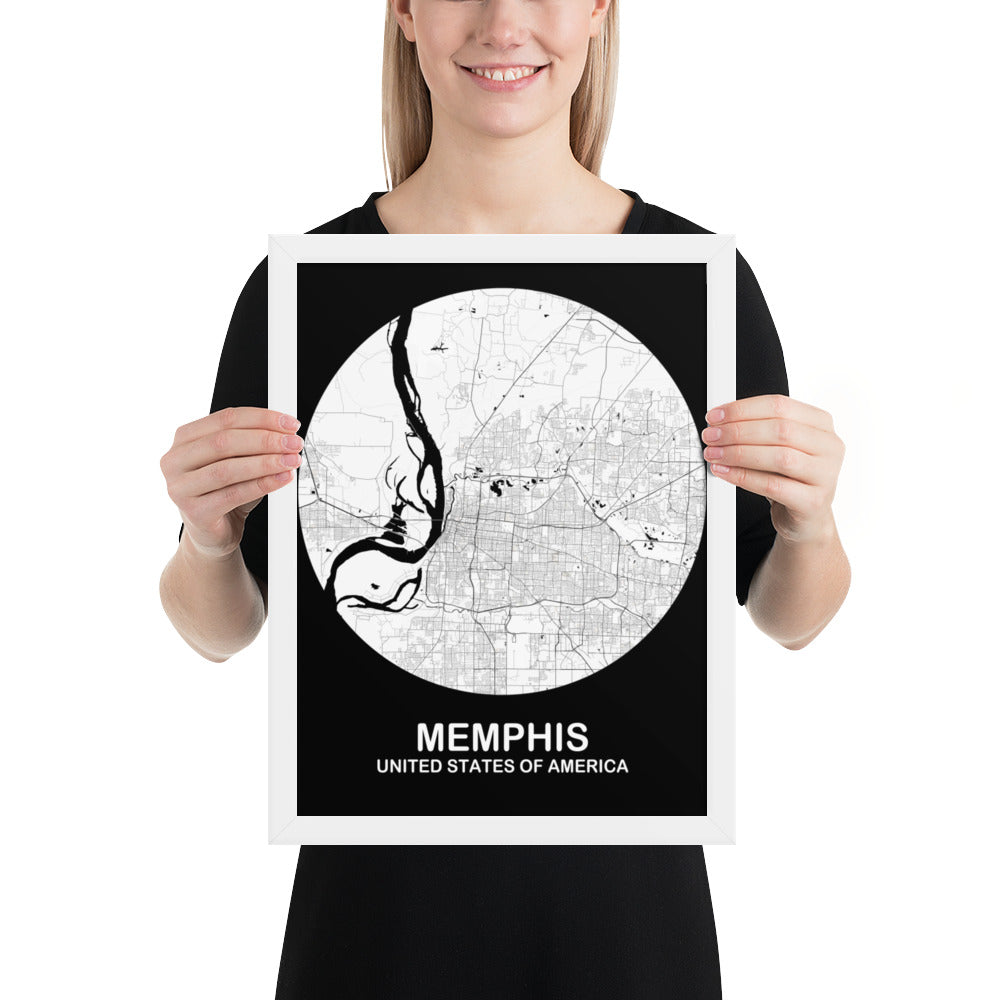 Memphis Circular White Framed Map