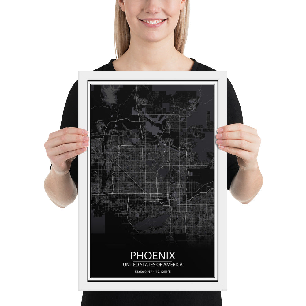 Phoenix Black Framed Map