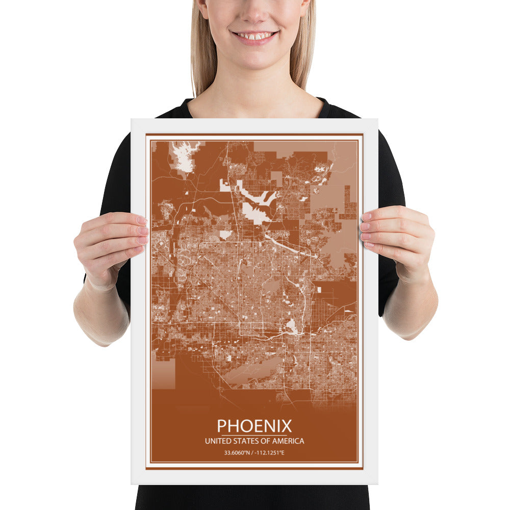 Phoenix Brown and White Framed Map