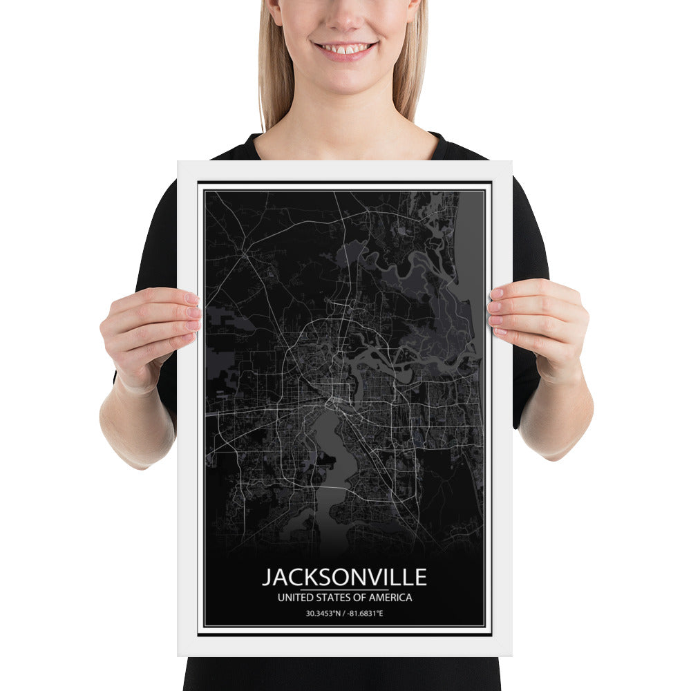 Jacksonville Black Framed Map