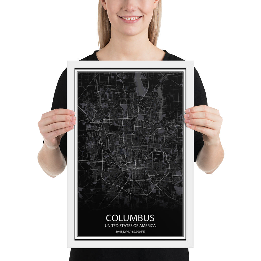 Columbus Black Framed Map