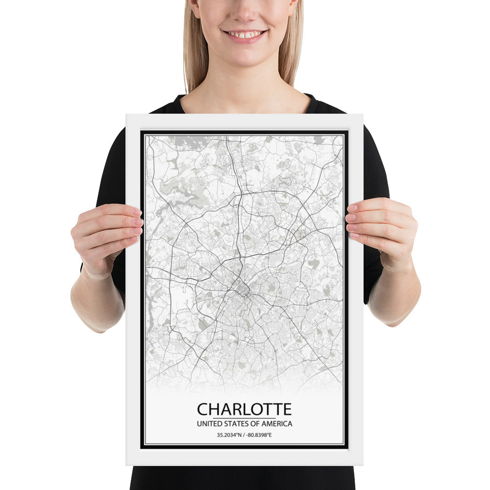 San Francisco White Framed Map