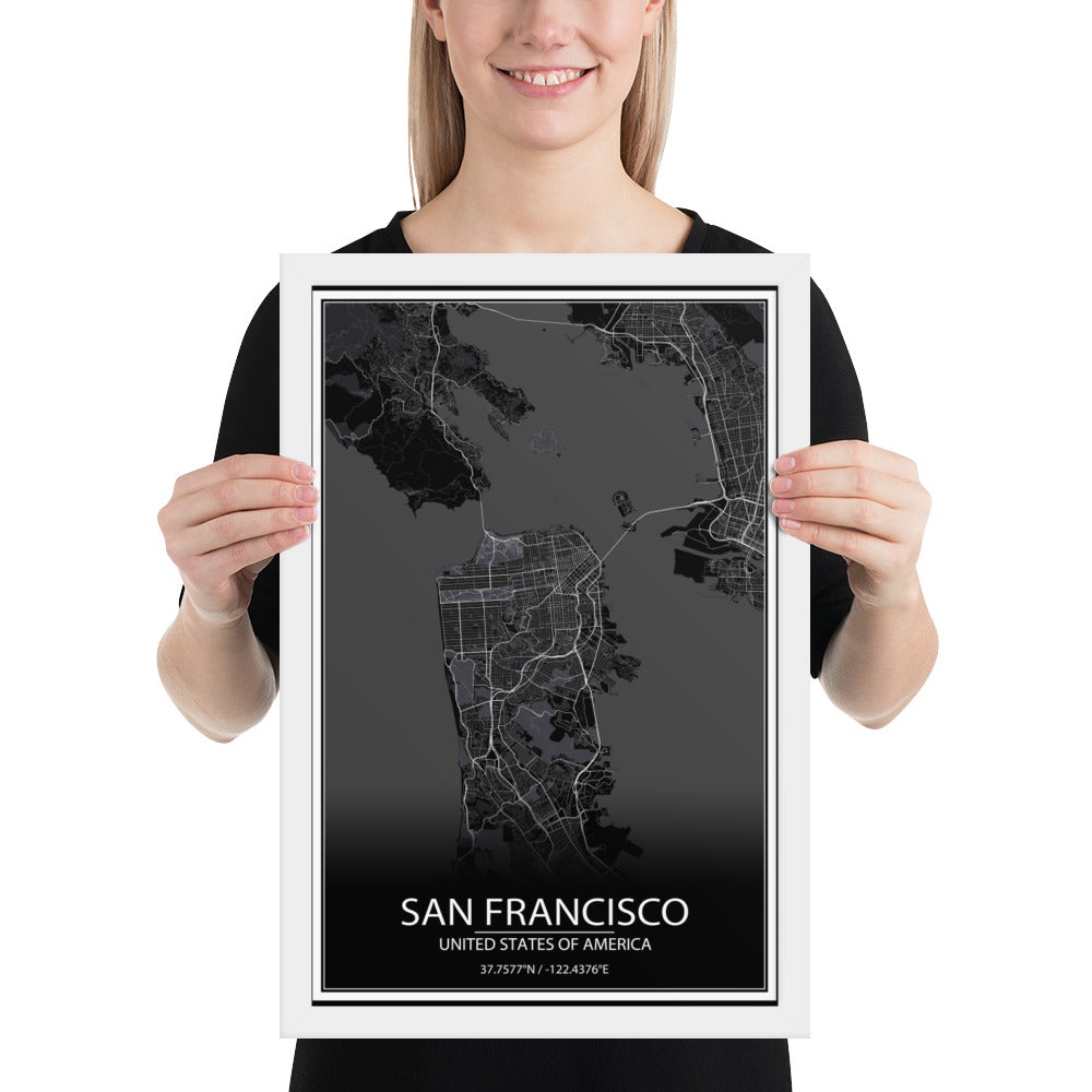 San Francisco Black Framed Map