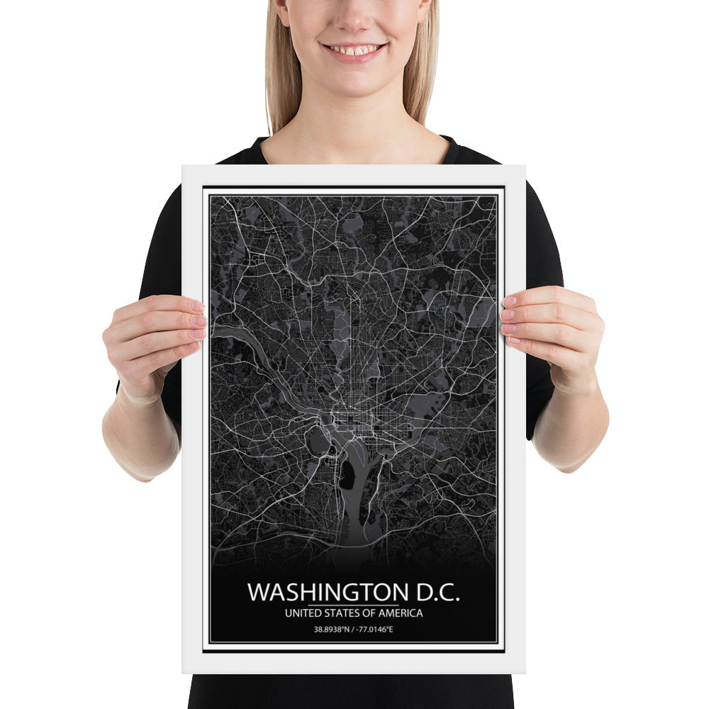 Washington, D.C. Black Framed Map