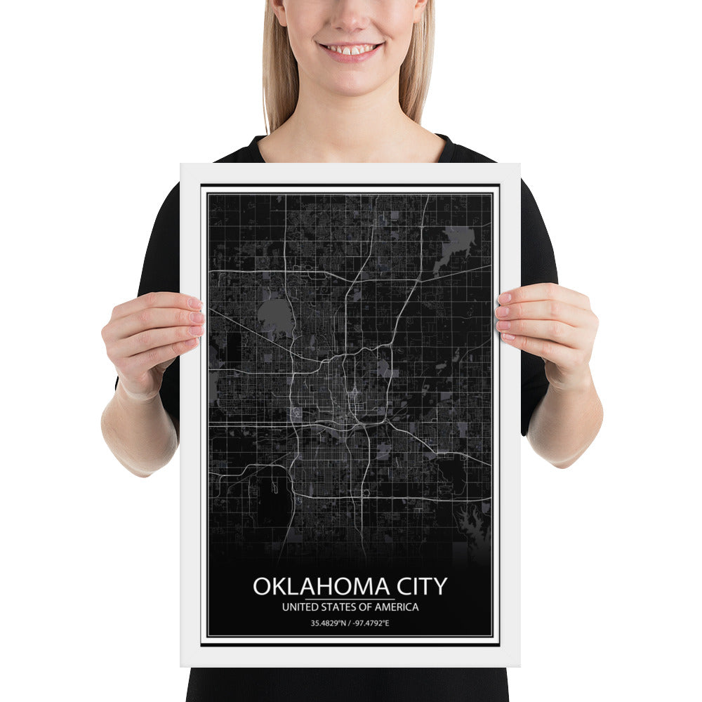 Oklahoma City Black Framed Map