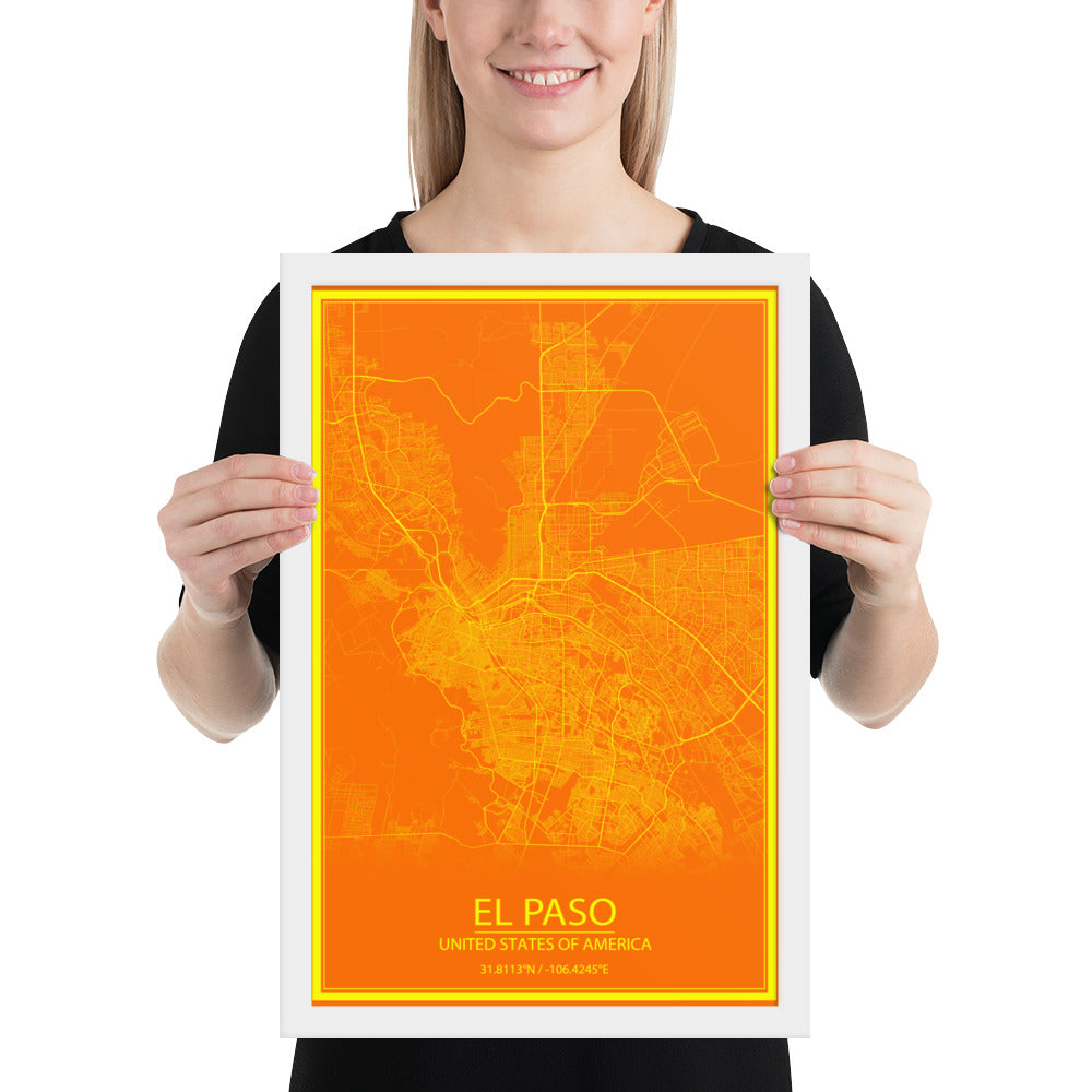 El Paso Orange and Yellow Framed Map